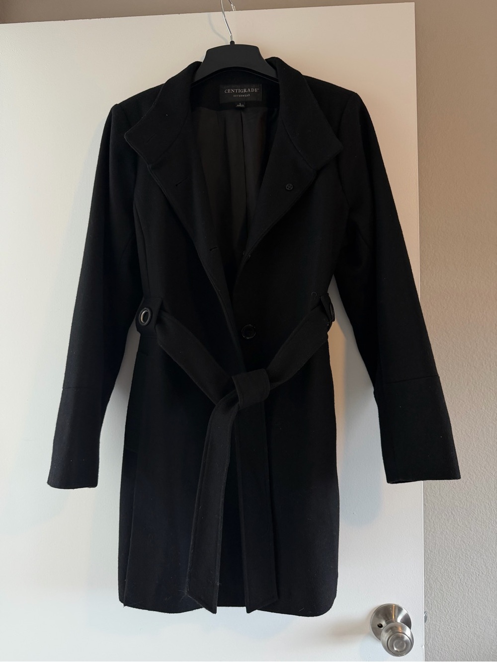 Centigrade Women's Black Belted Trench Coat